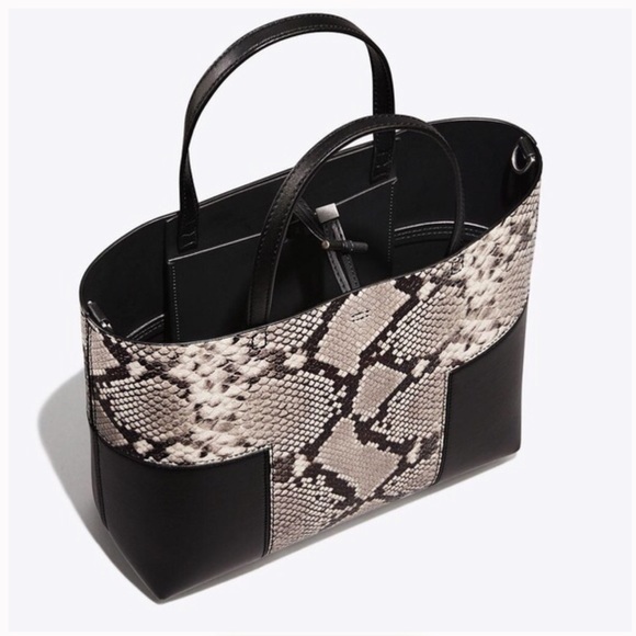 Tory Burch Block-T Mini Snake Embossed Tote - Picture 3 of 11